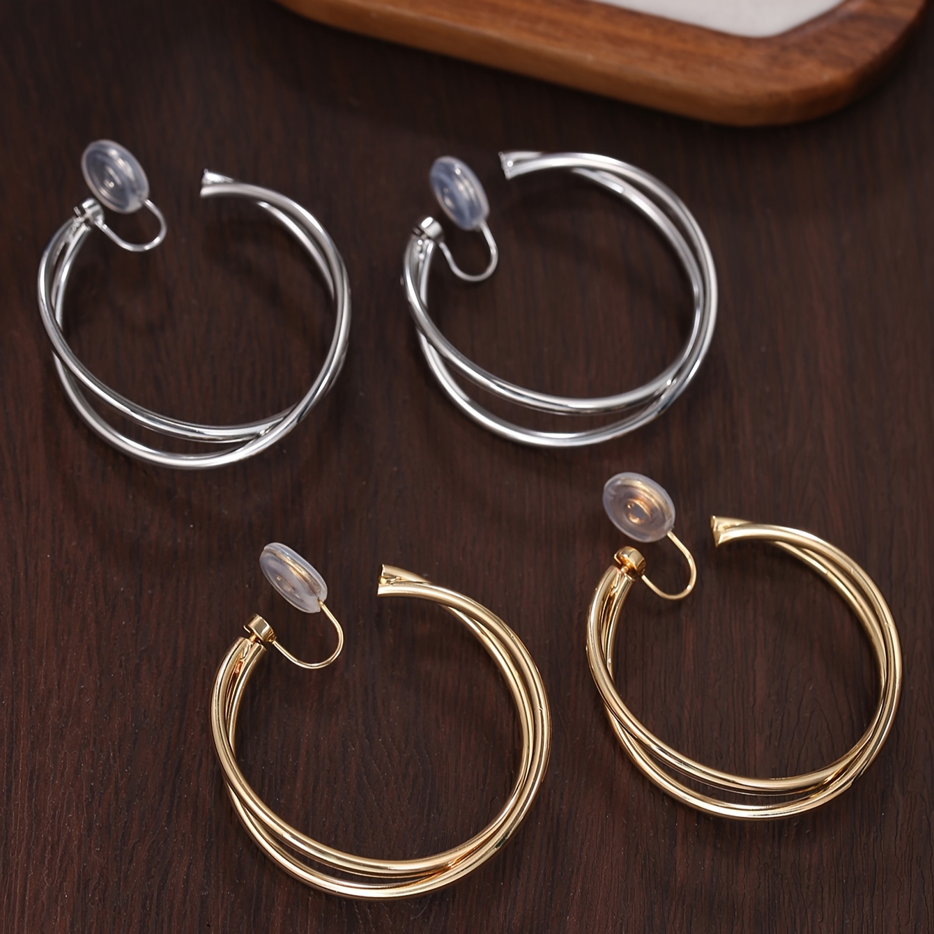 Women's Double-Layer Non-Piercing Clip-On Earrings